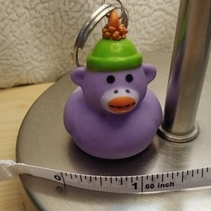 Sock monkey mini rubber duck keychain
